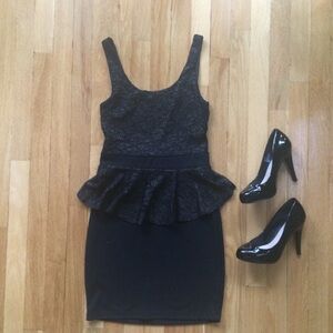 Soprano Black Peplum Mini Dress